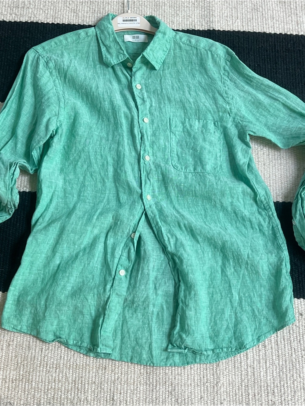 UNIQLO 100% Linen Shirt Pastel Mint Green Unisex